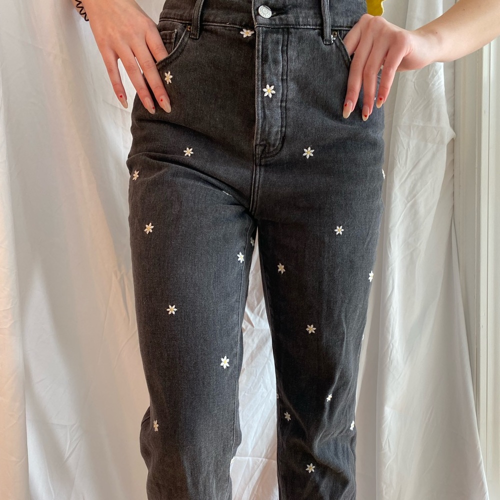 dark black/grey daisy straight leg jeans